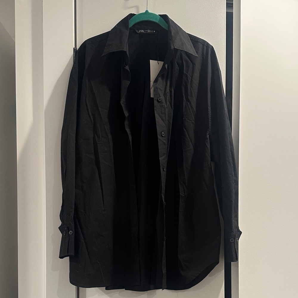 NWT Zara Black Button-Up Shirt